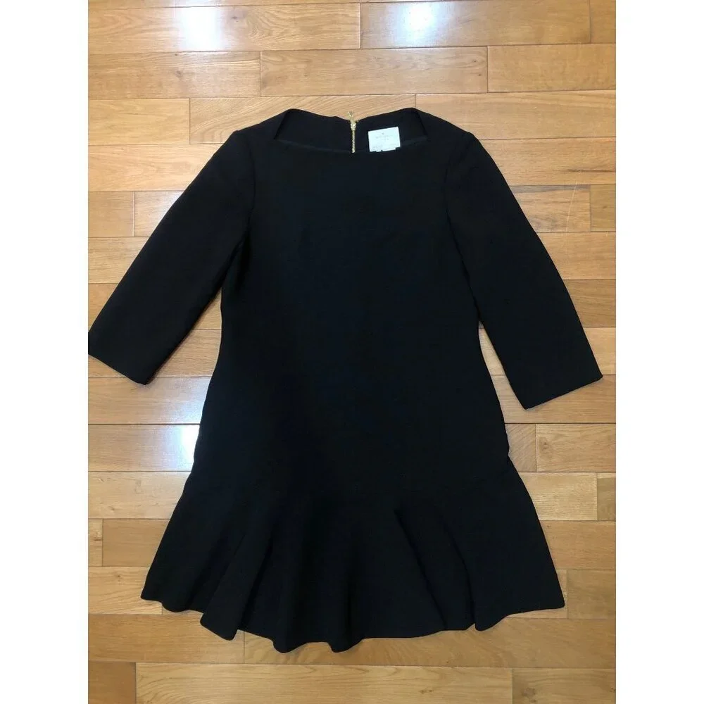 Kate Spade Shift-Flare Cut Black 3/4 Sleeve Dress Size 8